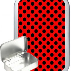 Red & Black Polka Dot Hinged Tin, Pocket Tin, Pill Tin, Sewing Tin, Storage Tin, 50ml Tin