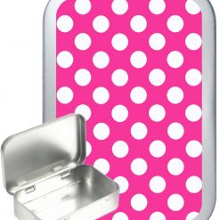 Pink & White Polka Dot Hinged Tin, Pocket Tin, Pill Tin, Sewing Tin, Storage Tin, 50ml Tin