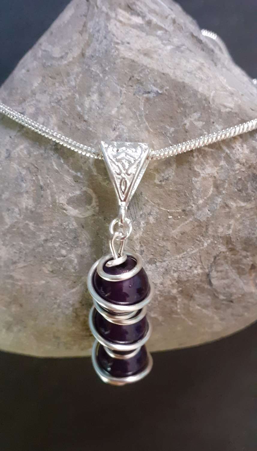 Wire Wrapped Black Sterling Silver Jewellery Set Wire Wrapped Black Sterling Silver Jewellery Set