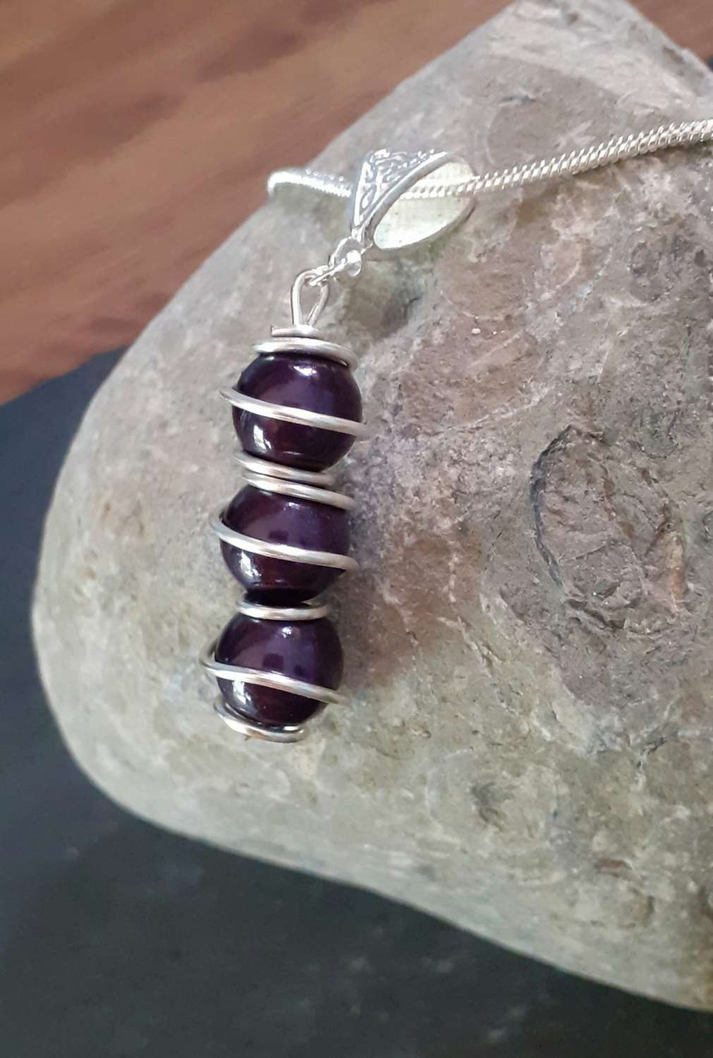 Wire Wrapped Black Sterling Silver Jewellery Set Wire Wrapped Black Sterling Silver Jewellery Set
