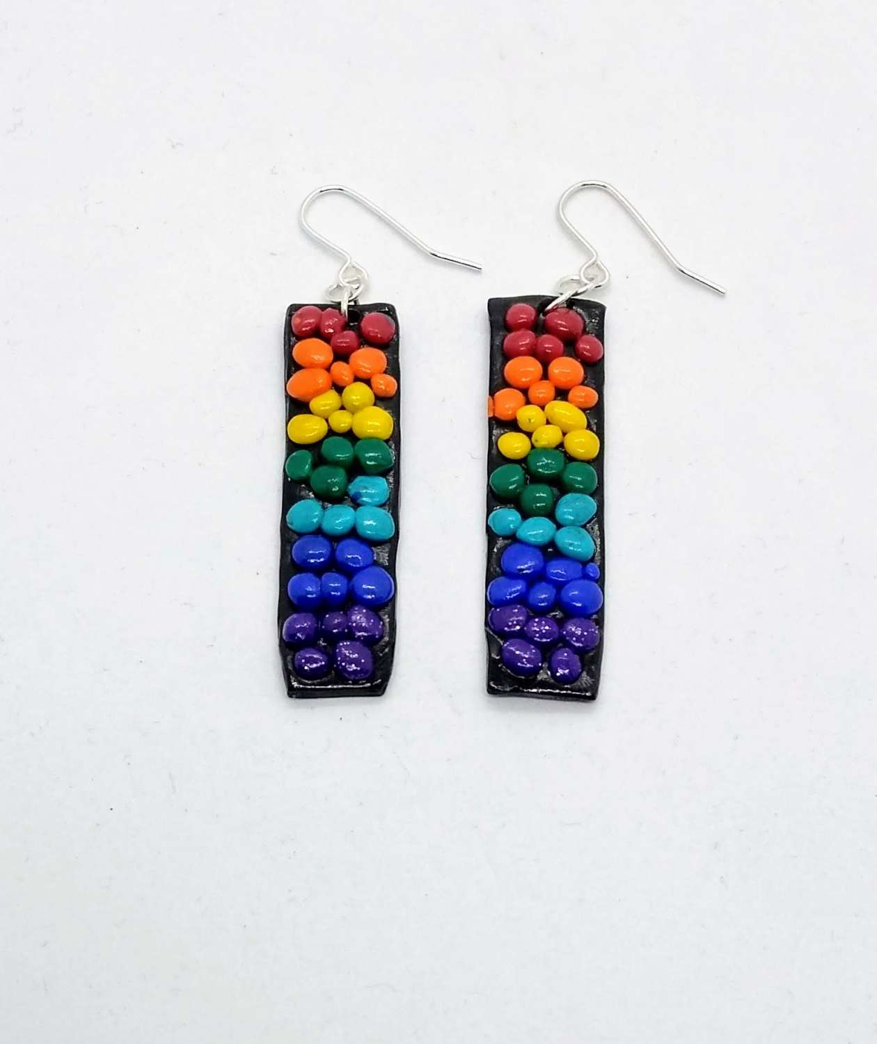 handmade polymer clay rainbow pebbles long earrings handmade polymer clay rainbow pebbles long earrings