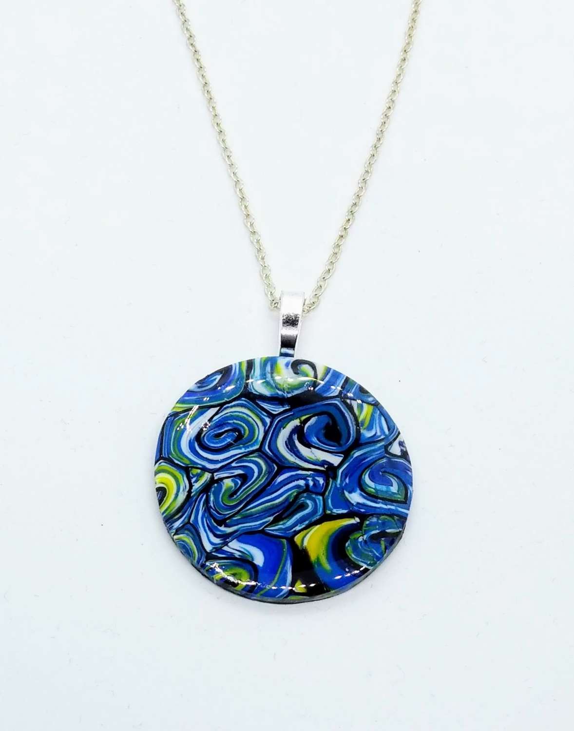 Starry night. Van Gough inspired swirly round pendant Starry night. Van Gough inspired swirly round pendant