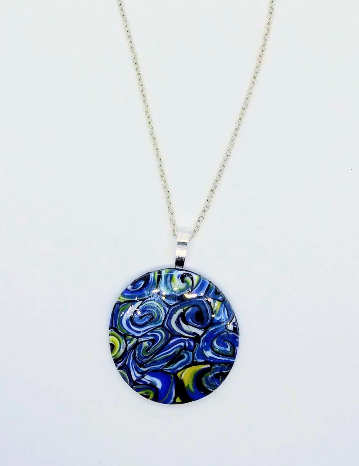 Starry night. Van Gough inspired swirly round pendant Starry night. Van Gough inspired swirly round pendant