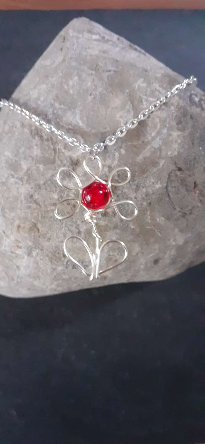 Flower Pendant Necklace | Wire Flower Pendant Flower Pendant Necklace | Wire Flower Pendant
