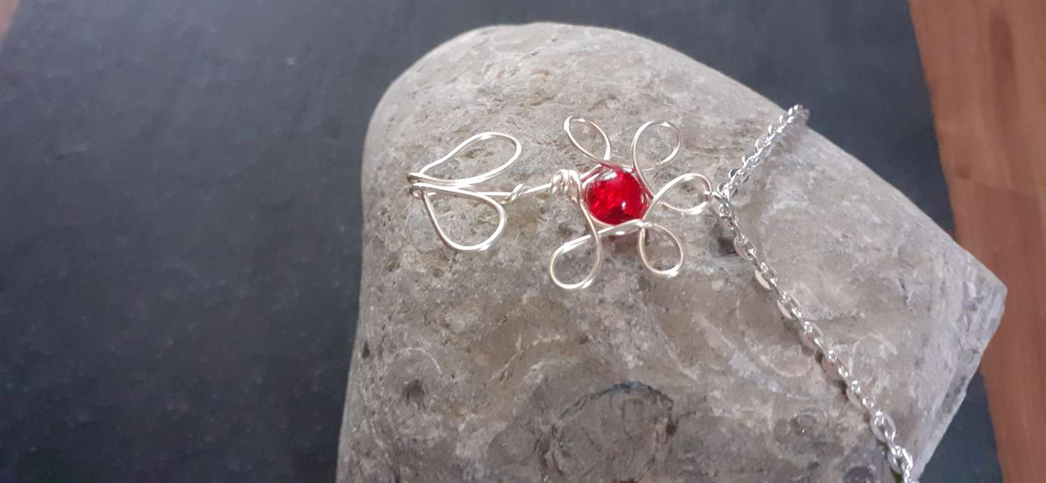 Flower Pendant Necklace | Wire Flower Pendant Flower Pendant Necklace | Wire Flower Pendant