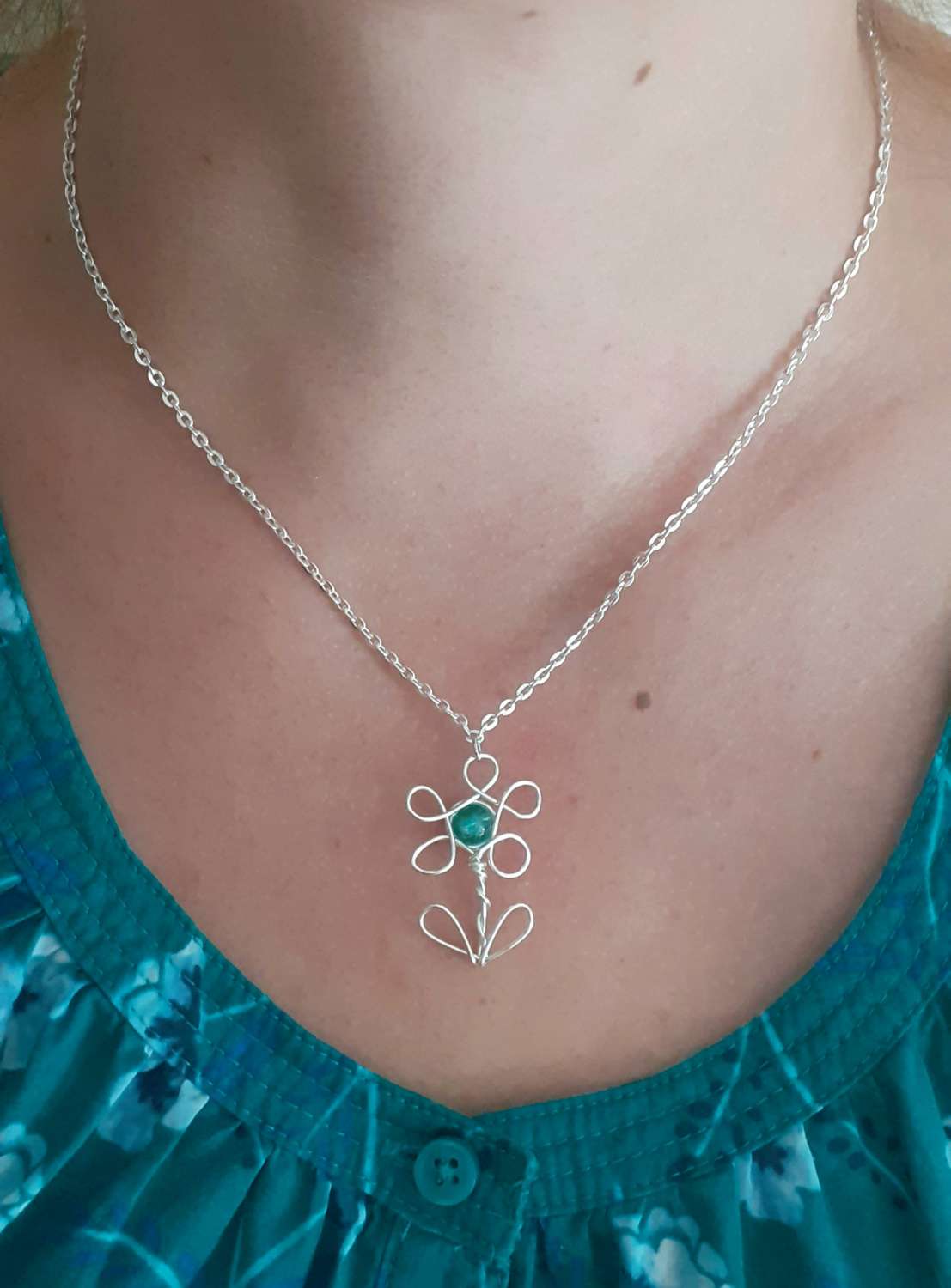 Flower Pendant Necklace | Wire Flower Pendant Flower Pendant Necklace | Wire Flower Pendant