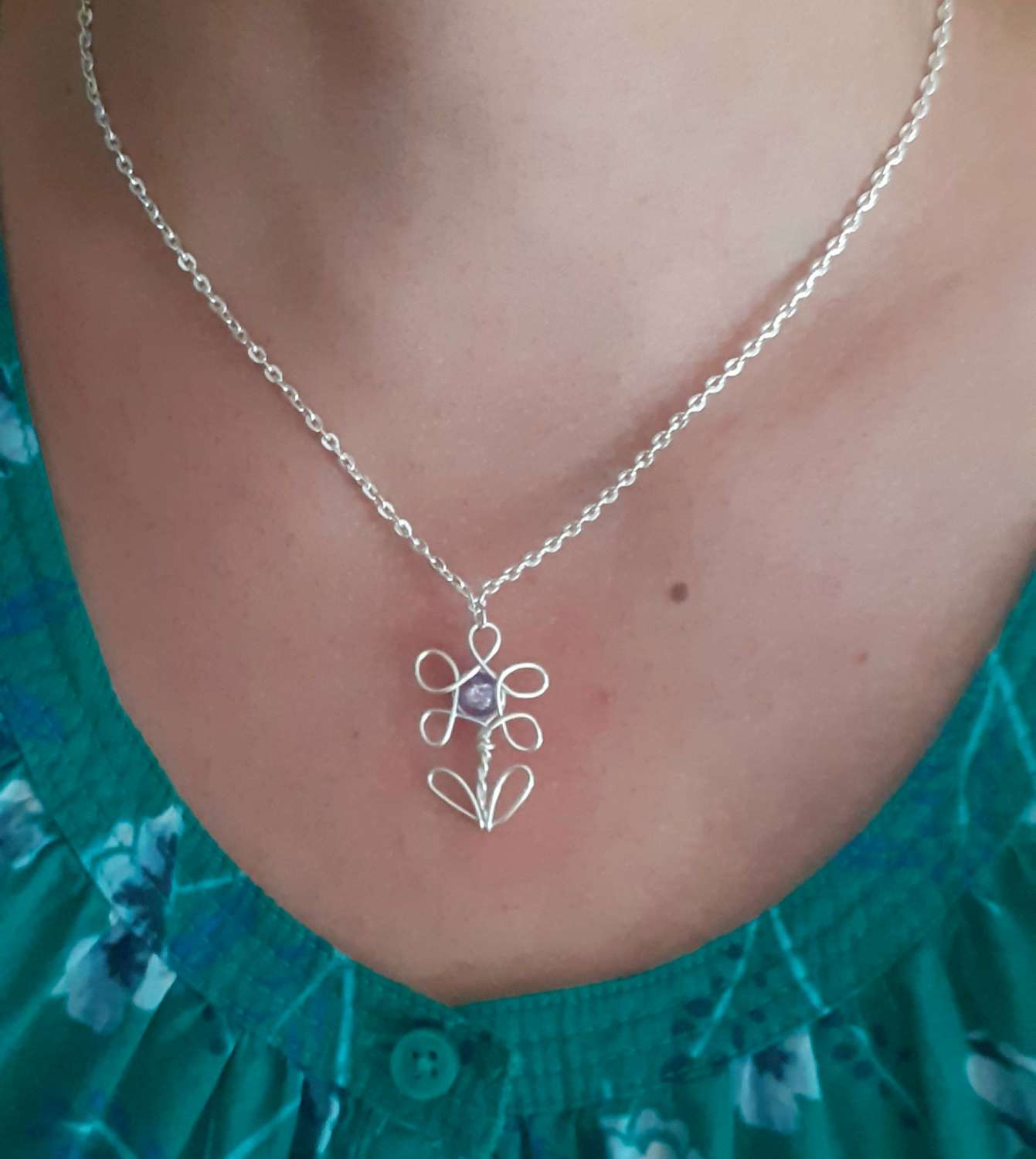 Flower Pendant Necklace | Wire Flower Pendant Flower Pendant Necklace | Wire Flower Pendant