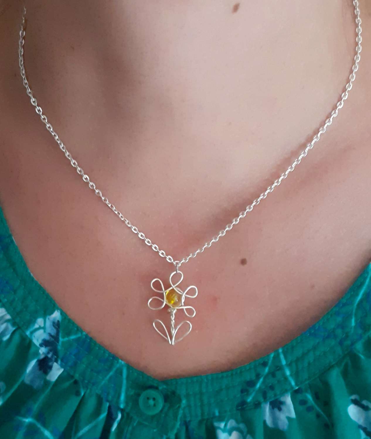 Flower Pendant Necklace | Wire Flower Pendant Flower Pendant Necklace | Wire Flower Pendant