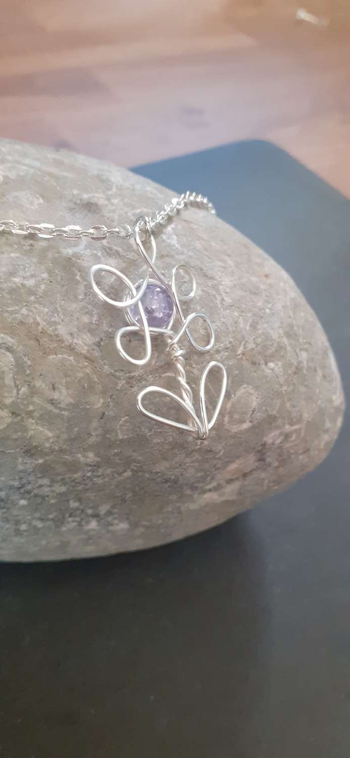 Flower Pendant Necklace | Wire Flower Pendant Flower Pendant Necklace | Wire Flower Pendant