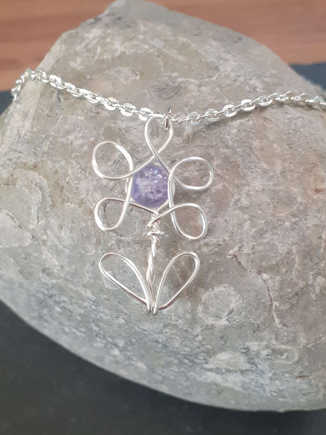 Flower Pendant Necklace | Wire Flower Pendant Flower Pendant Necklace | Wire Flower Pendant
