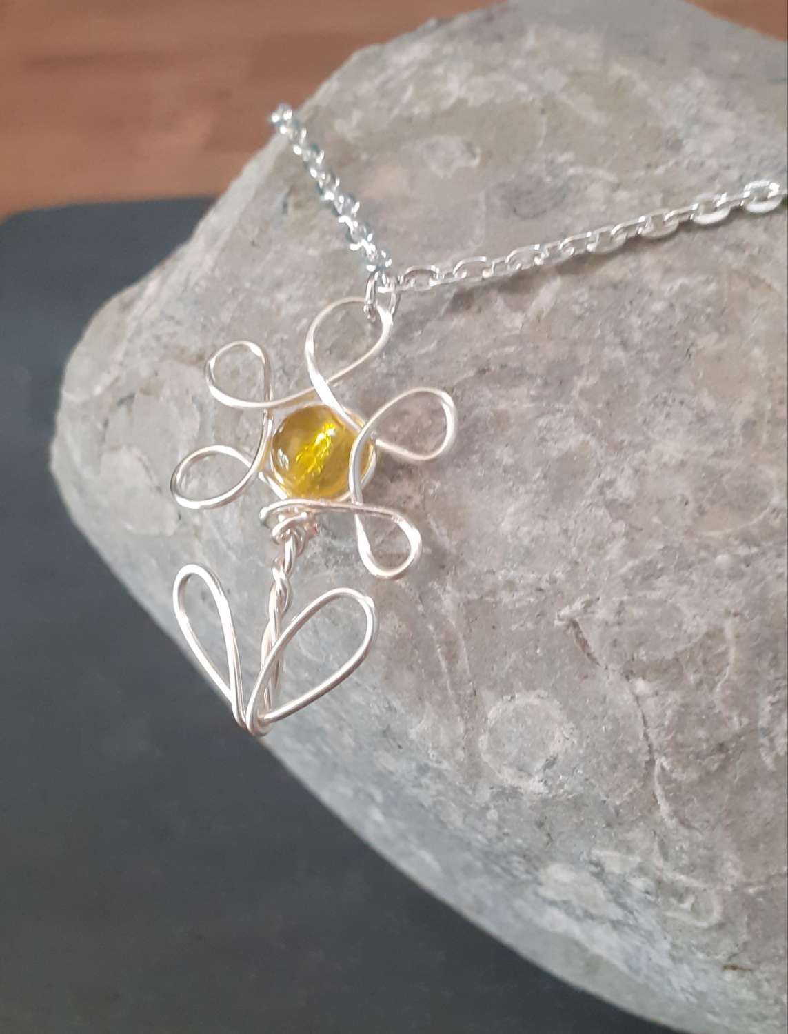 Flower Pendant Necklace | Wire Flower Pendant Flower Pendant Necklace | Wire Flower Pendant