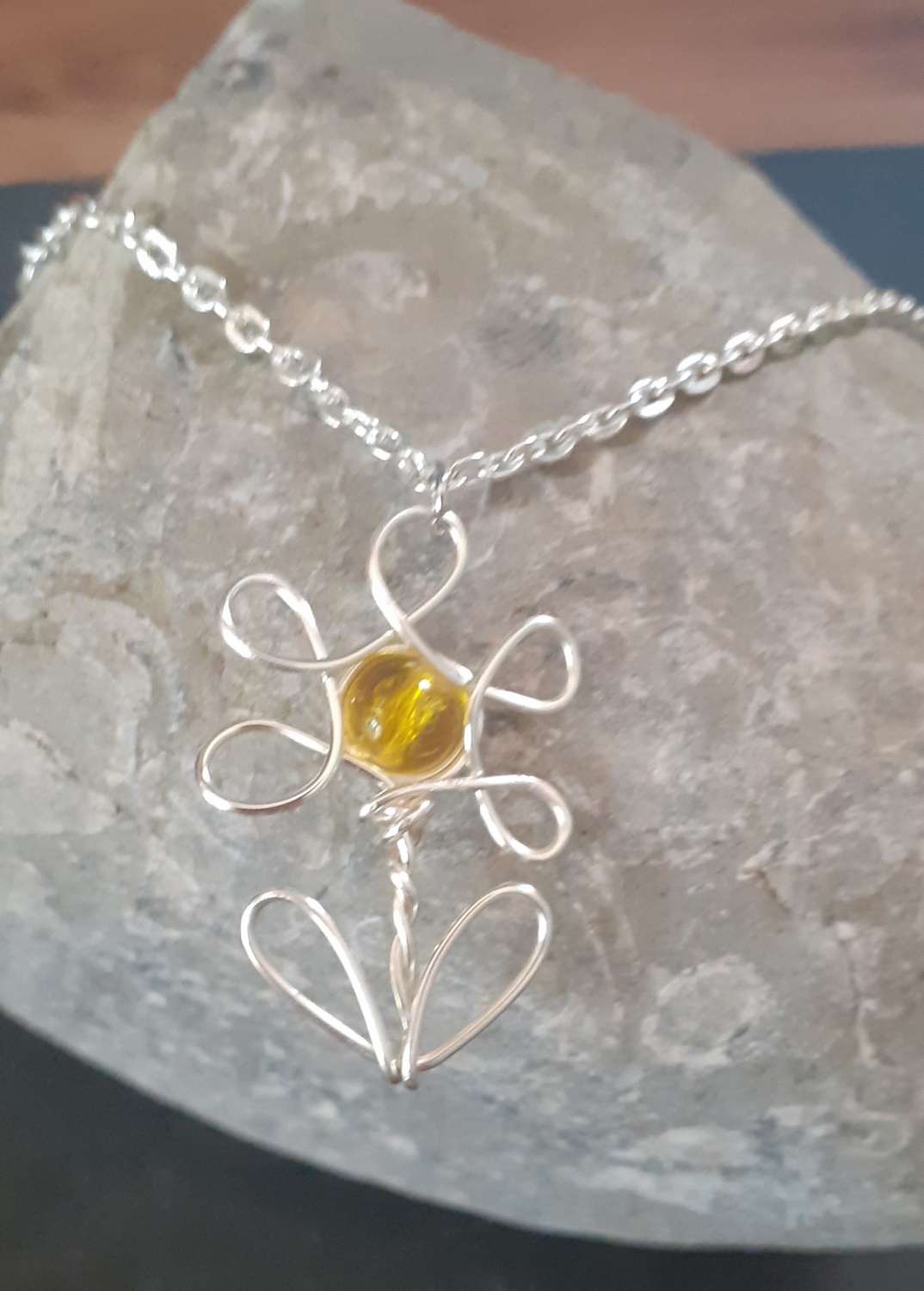 Flower Pendant Necklace | Wire Flower Pendant Flower Pendant Necklace | Wire Flower Pendant