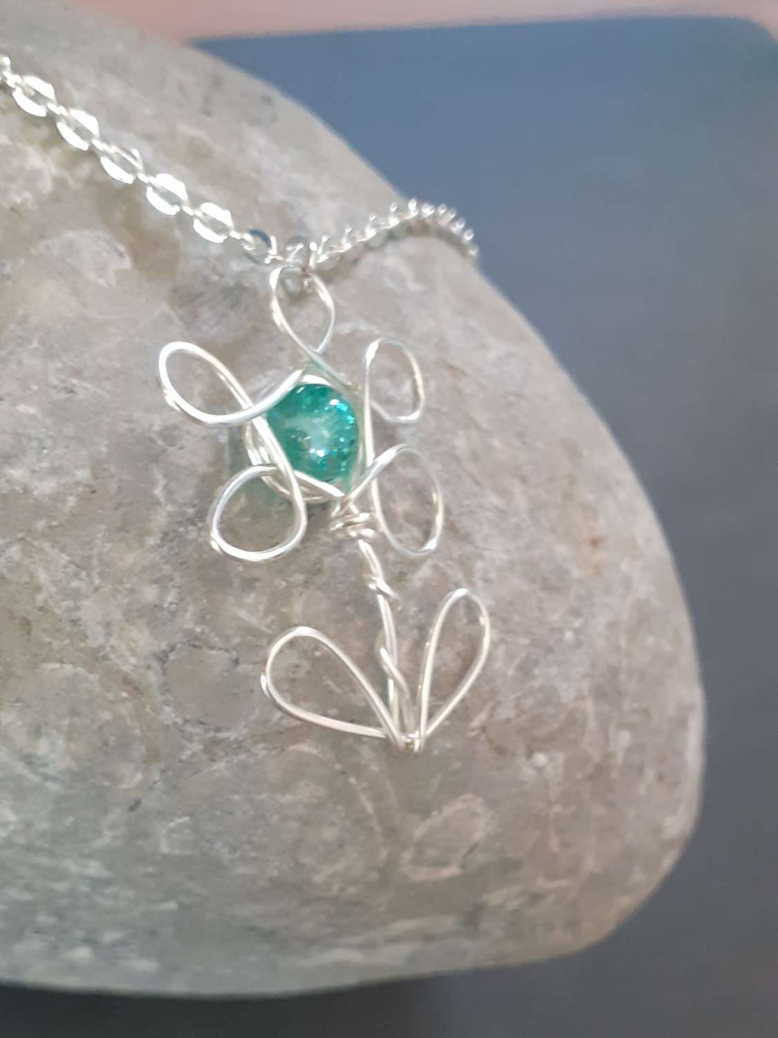 Flower Pendant Necklace | Wire Flower Pendant Flower Pendant Necklace | Wire Flower Pendant