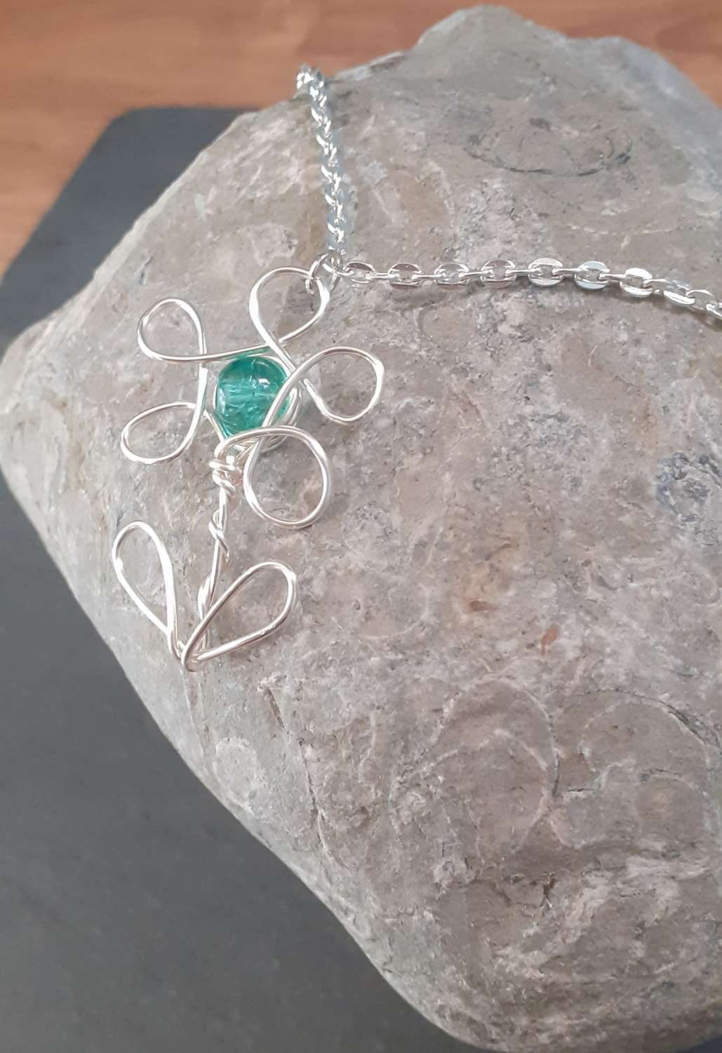 Flower Pendant Necklace | Wire Flower Pendant Flower Pendant Necklace | Wire Flower Pendant