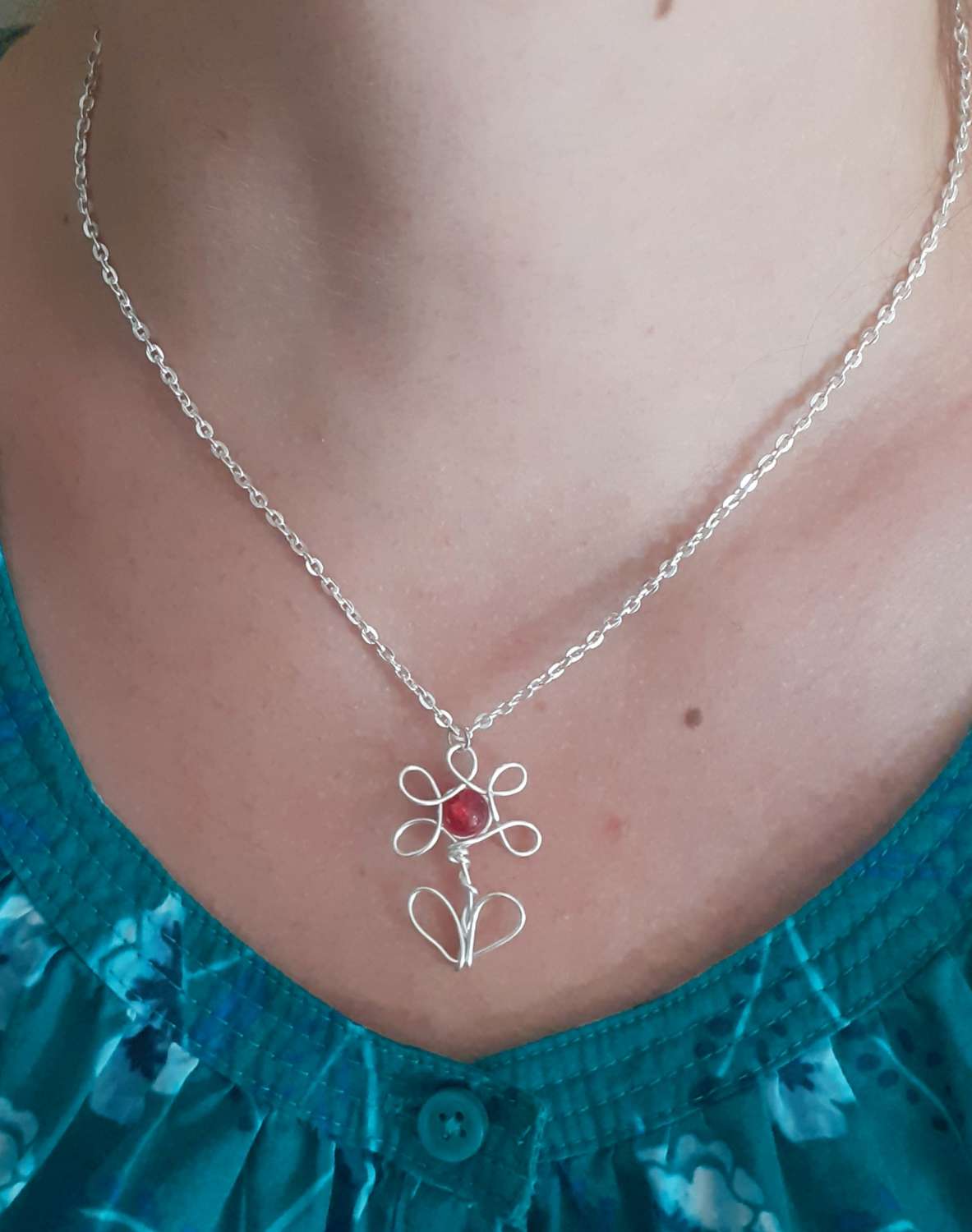 Flower Pendant Necklace | Wire Flower Pendant Flower Pendant Necklace | Wire Flower Pendant