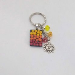 Here comes the sun. Red, orange & yellow polymer clay pebbles sunrise keyring/bag charm 2 Here comes the sun. Red, orange & yellow polymer clay pebbles sunrise keyring/bag charm 2