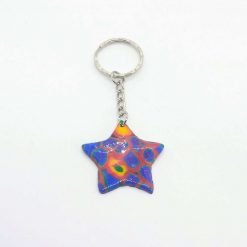 handmade polymer clay rainbow star keychain