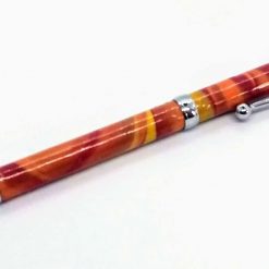 Beautiful hand made slimline twist ballpoint pen in flame red, orange and yellow