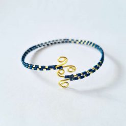 Blue and gold wire wrapped bangle and ring 3 Blue and gold wire wrapped bangle and ring 3