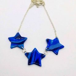 What a star. Necklace with 3 blue handmade stars