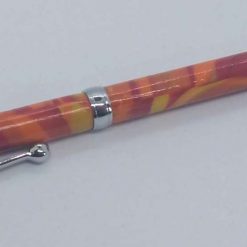 Beautiful hand made slimline twist ballpoint pen in flame red, orange and yellow 3