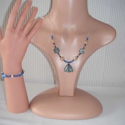 Two Tone Blue Necklace & Bracelet Set
