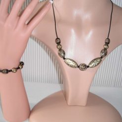 Black Antique Gold Necklace & Bracelet Set