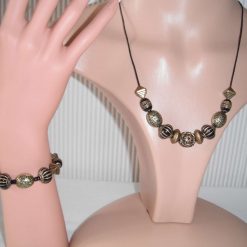 Black Antique Gold Necklace & Bracelet Set