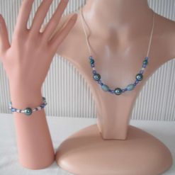 Blue Clear Necklace & Bracelet Set