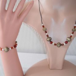 Amber Cream Antique Gold Necklace & Bracelet Set