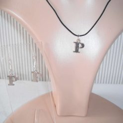 Letter P Necklace & Earring Set