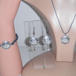 Flower Disc Necklace Bracelet & Earring Set