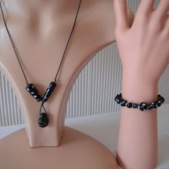 Black white spotty Necklace & Bracelet Set