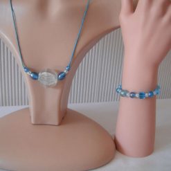 Light Blue Clear Necklace & Bracelet Set