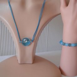 Pale Blue Wire Necklace & Bracelet Set