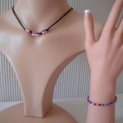 Purple Pink knotted Necklace & Bracelet Set