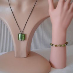 Green block Necklace & Bracelet Set