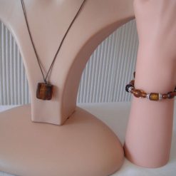 Amber block Necklace & Bracelet Set