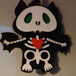 Cute skeleton cat, hanging MDF hanging Halloween bauble