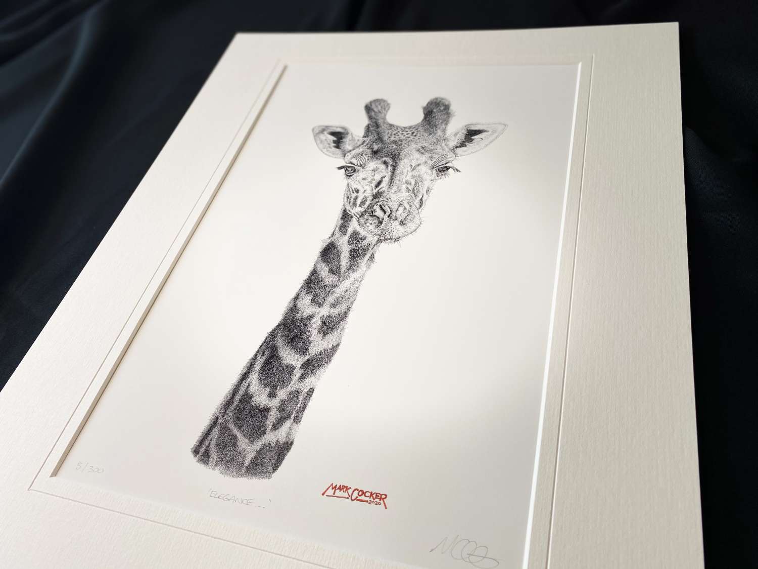 GICLEE SIGNED LIMITED EDITION PRINT BY MARK COCKER A3 GIRAFFE /"ELEGANCE/"