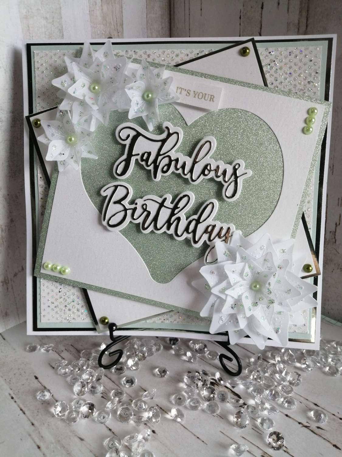 Luxury Handmade It's Your Fabulous Birthday Heart Card Aquamarine with star flowers Luxury Handmade It's Your Fabulous Birthday Heart Card Aquamarine with star flowers