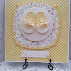 Luxury Handmade New Baby - Baby Shoes - Welcome to the world - Yellow check