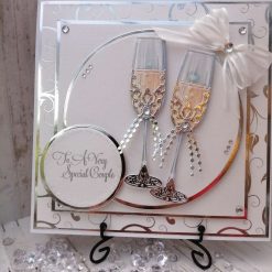Luxury Handmade 'To A Special Couple' - Silver Champagne glasses with swirl background