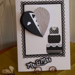 Bride & Groom Hearts & Cake Wedding Card