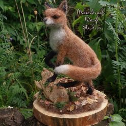 Needle Felt Fox , Miniature Scene, Needle Felted Animal, Wool Sculpture, Fibre Art, Sculpture, Gift, Woodland Creature, Wildlife 5
