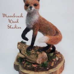 Needle Felt Fox , Miniature Scene, Needle Felted Animal, Wool Sculpture, Fibre Art, Sculpture, Gift, Woodland Creature, Wildlife 10