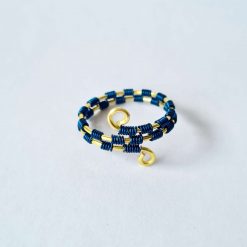 Blue and gold wire wrapped bangle and ring 6 Blue and gold wire wrapped bangle and ring 6