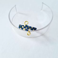 Blue and gold wire wrapped bangle and ring 5 Blue and gold wire wrapped bangle and ring 5