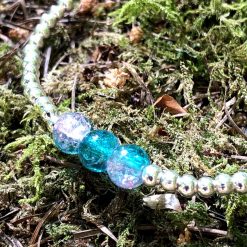 Crackle glass stackable silver plated bead bracelet 3 Crackle glass stackable silver plated bead bracelet 3