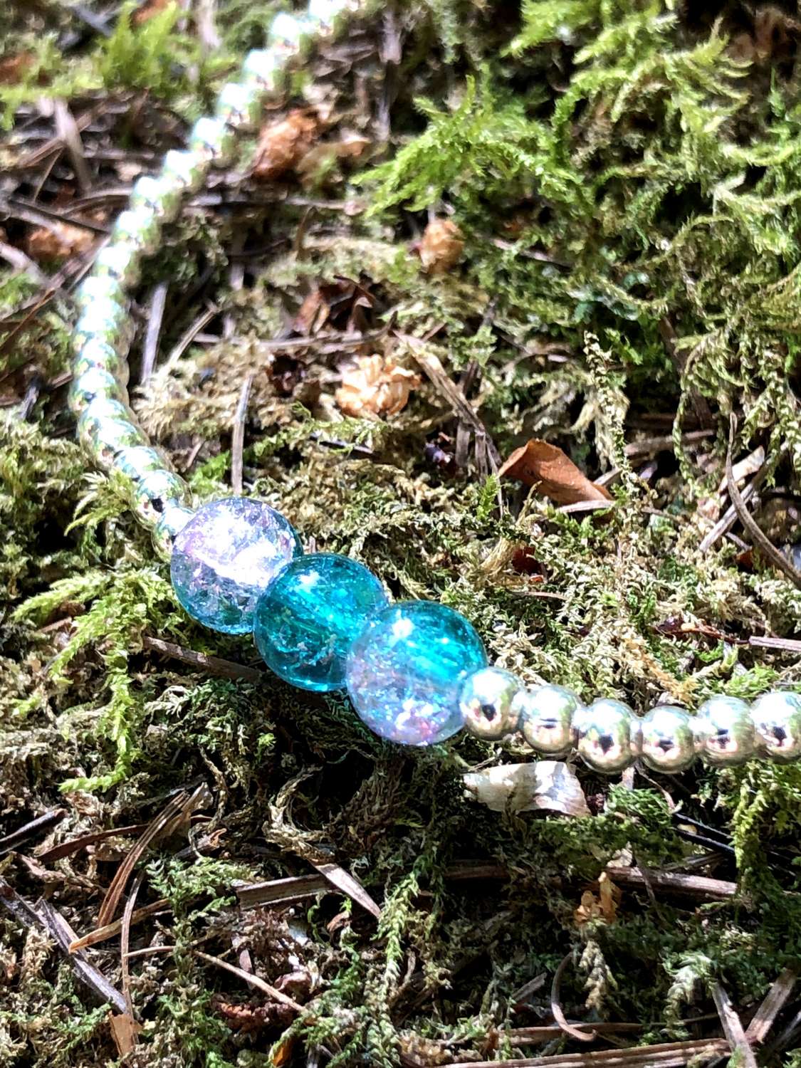 Crackle glass stackable silver plated bead bracelet Crackle glass stackable silver plated bead bracelet